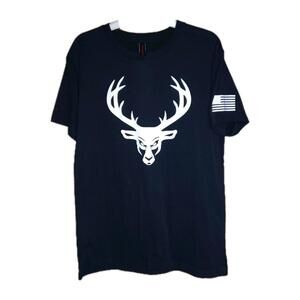 Bucked Up Alpha Men’s Shirt Gym Training Black & White Deer Shirt New Size M